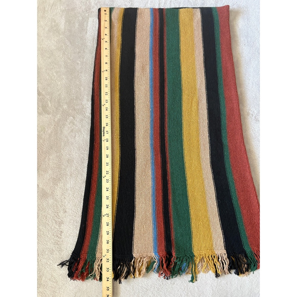 GeeGee Striped Knit Skirt Colorful Boho Fringe Hem 1XL - Picture 3 of 5